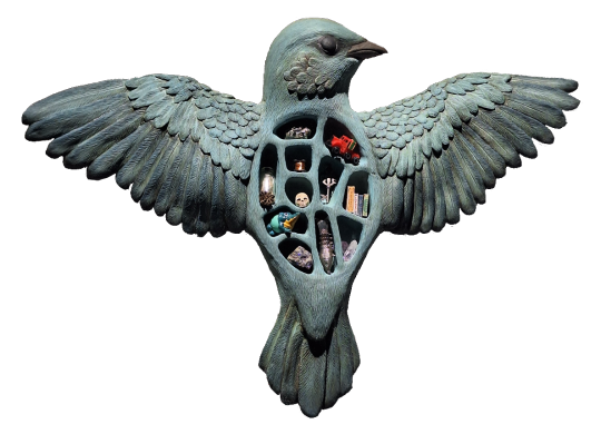 crow trinket shelf. if you know the artist let me know because i lost the name.
