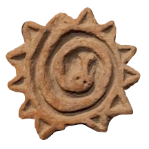 a circular prehispanic seal. mexico