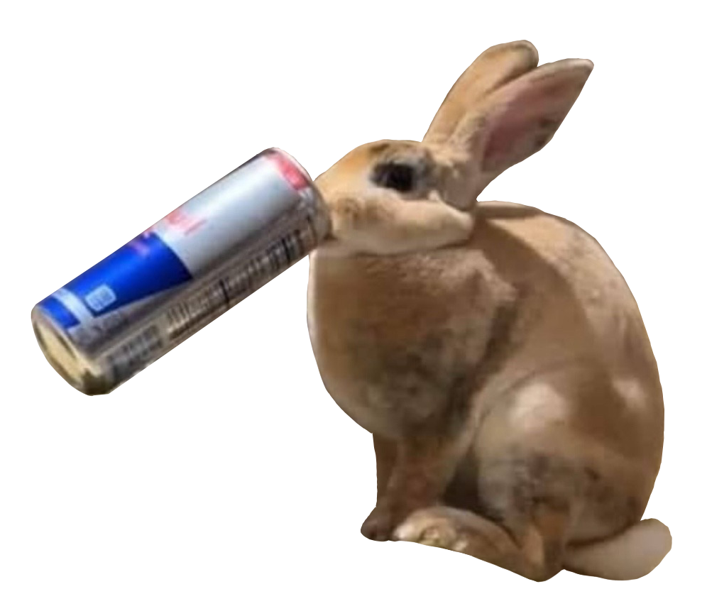 a bunny drinking redbull